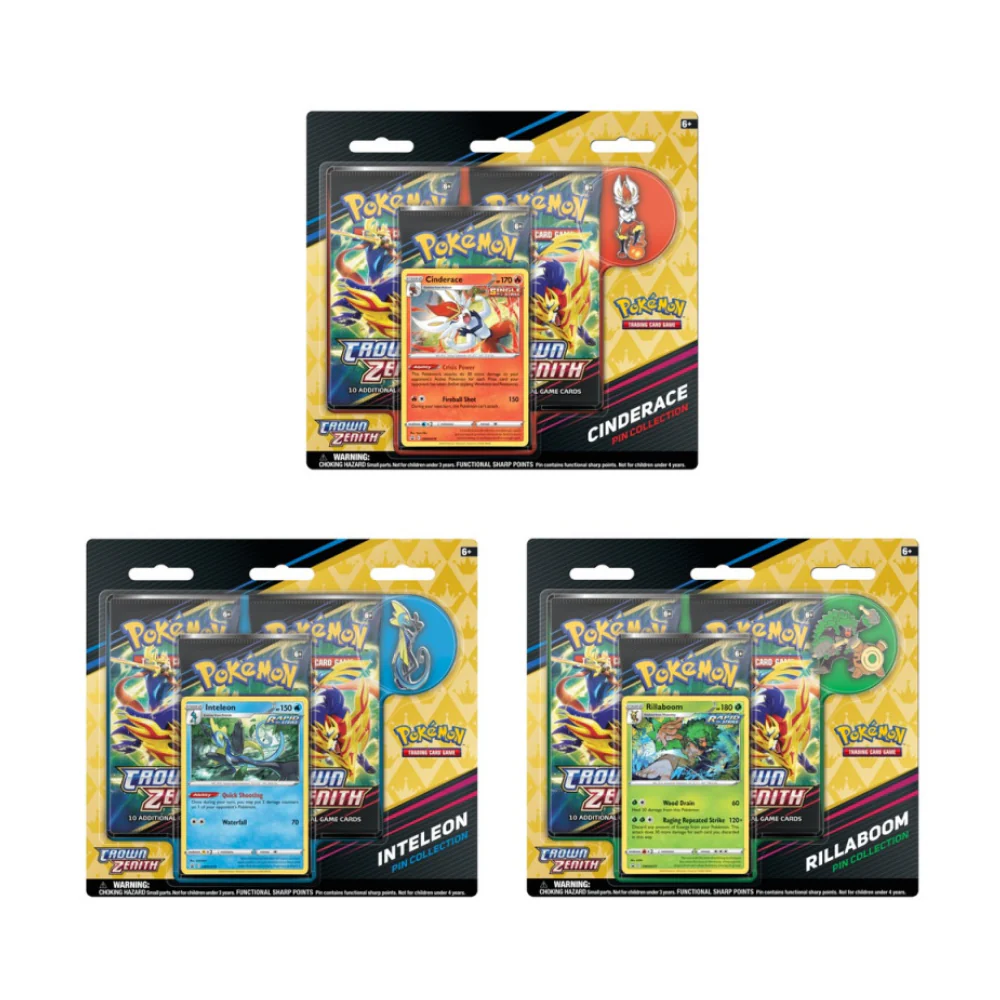 Pokemon TCG: Crown Zenith Rillaboom/Cinderace/Inteleon Pin Collection (Random)