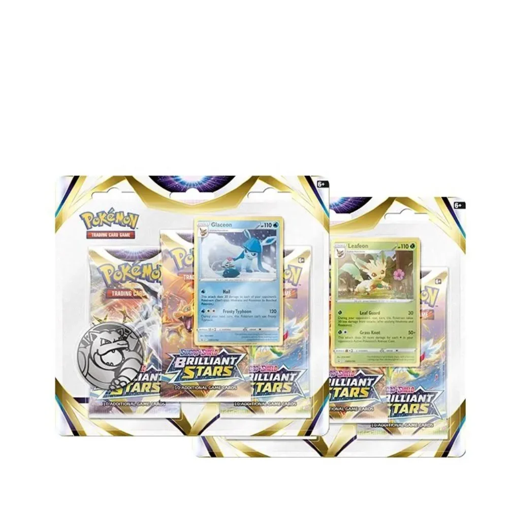 Pokemon TCG : Sword & Shield -  Brilliant Stars Glaceon / Leafeon 3 Booster Blister Pack