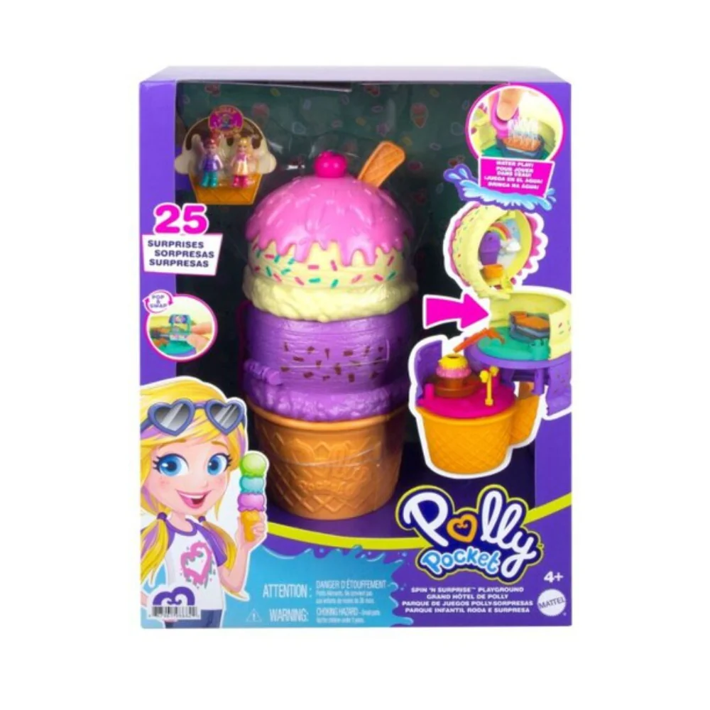 Polly Pocket Ice Cream Spin 'n Surprise Compact Playset by Mattel