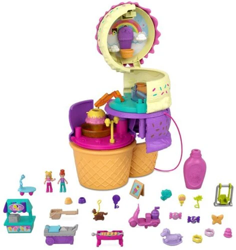 Polly Pocket Ice Cream Spin 'n Surprise Compact Playset by Mattel - Image 4