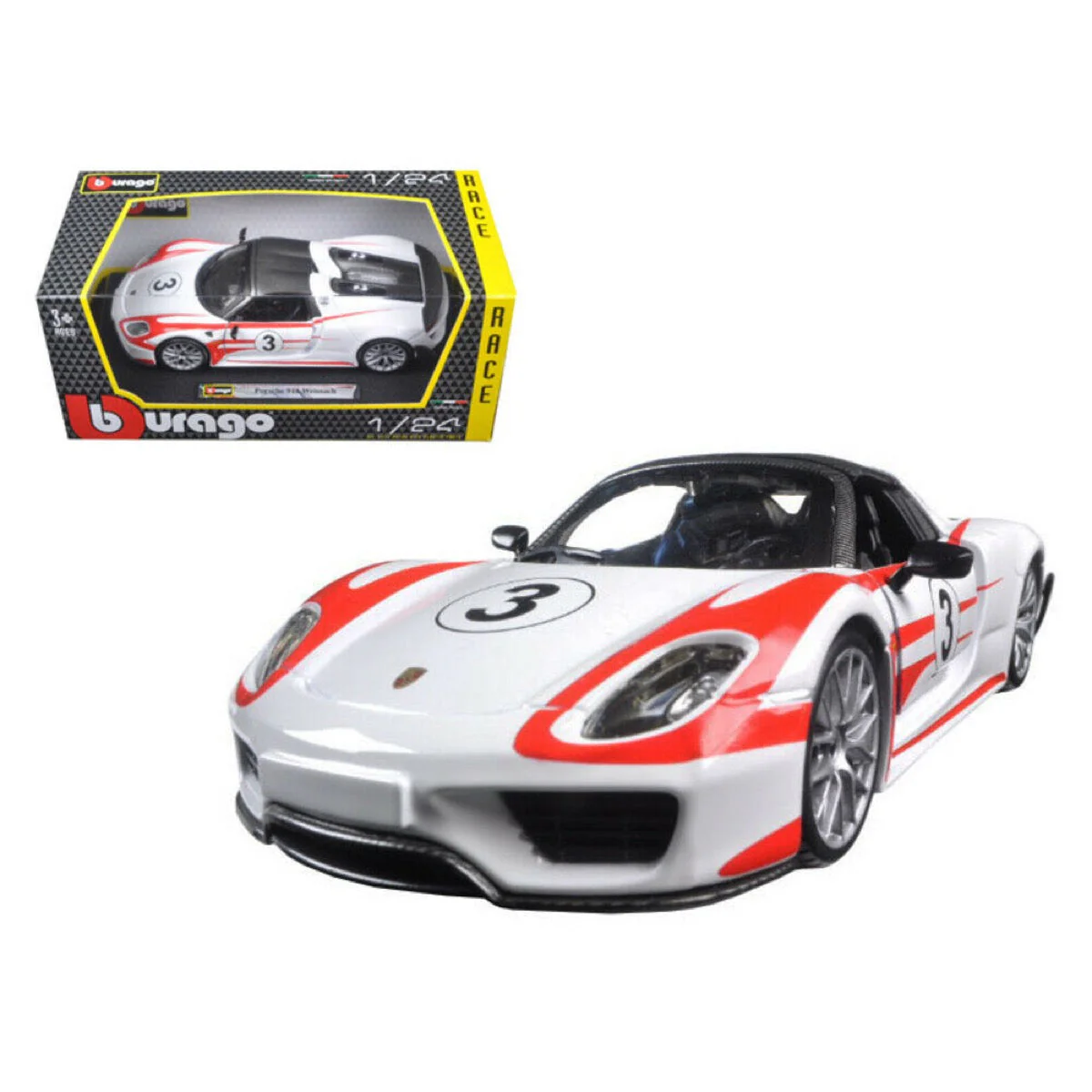 Porsche 918 Spyder - 1:24 RACING Diecast Cars by Bburago - Image 2