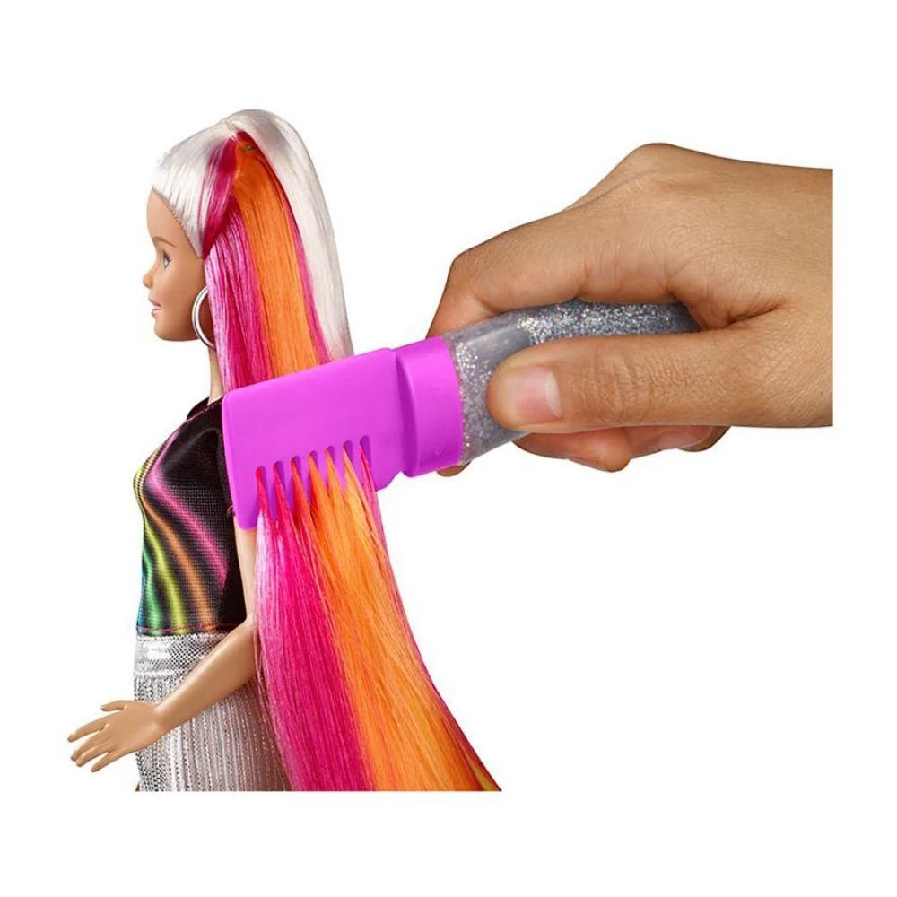 Rainbow Sparkle Hair Barbie Doll - Image 3