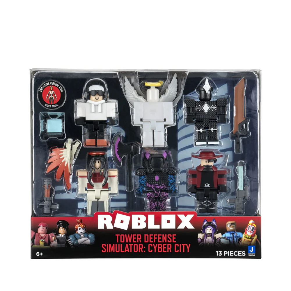 Roblox Action Collection - Tower Defense Simulator: Cyber City Six Figure Pack (Includes Exclusive Virtual Item)