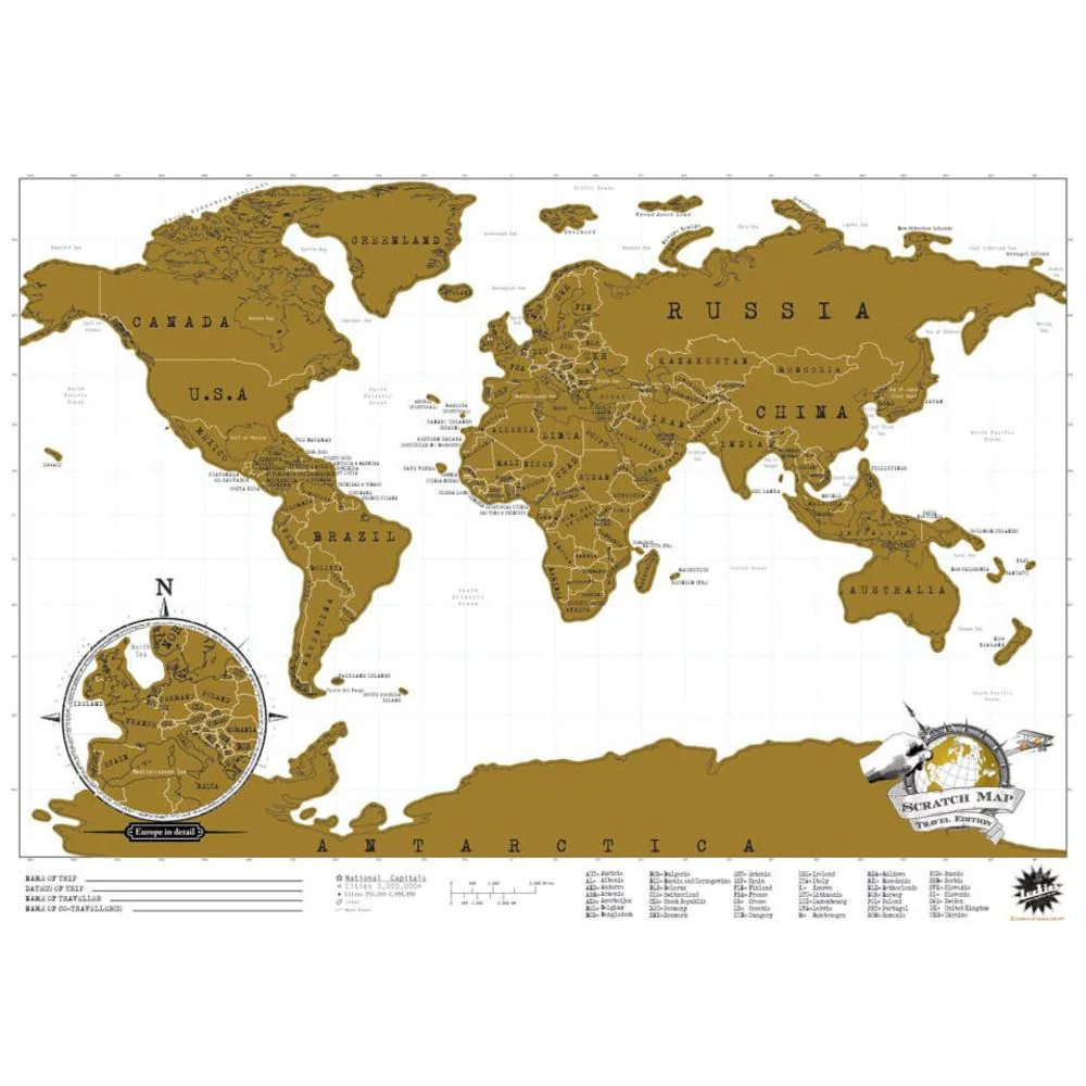 Scratch Map Travel Edition Small Yellow