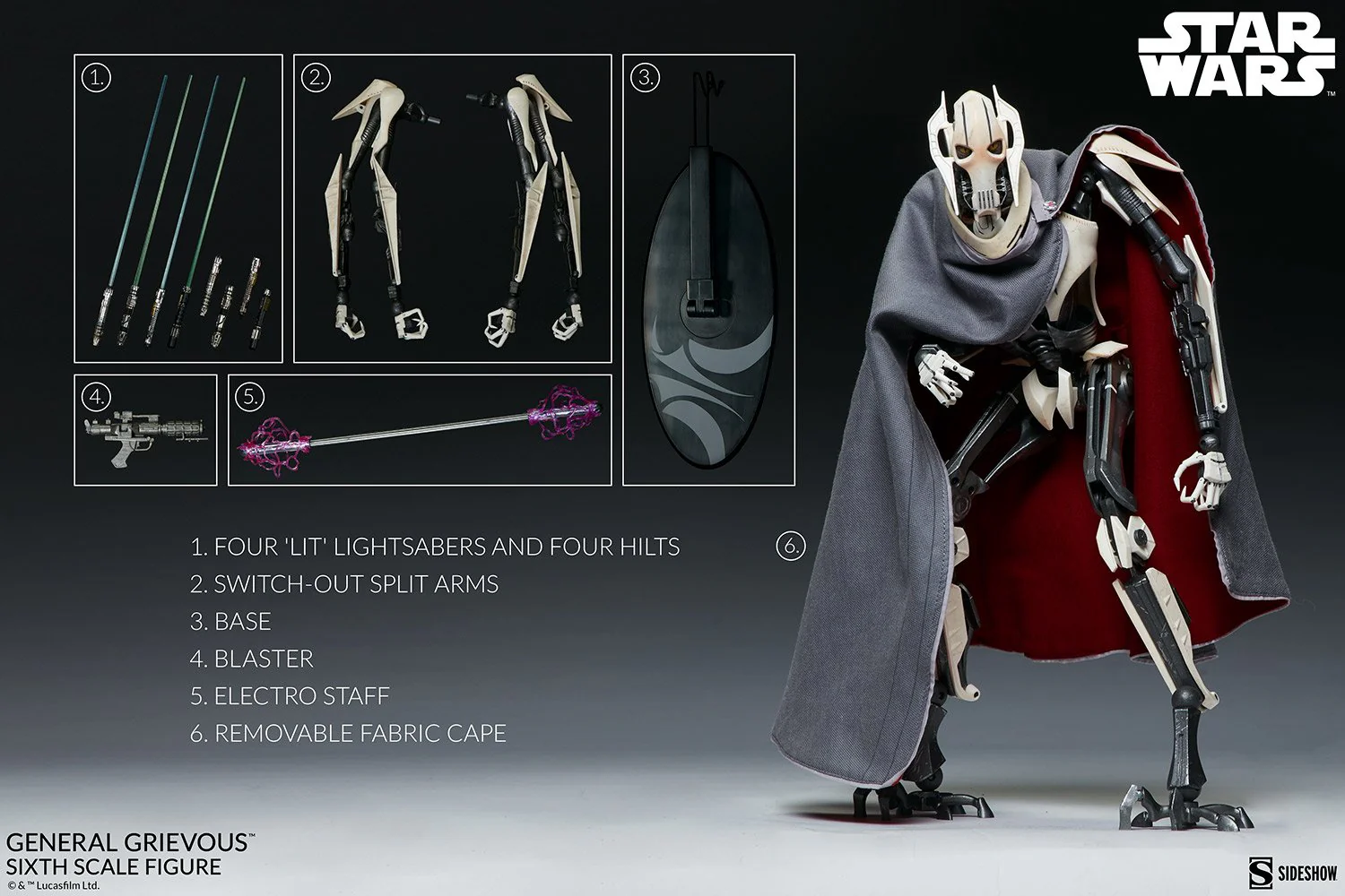 Star Wars General Grievous 1/6 Action Figure by Sideshow Collectibles - Image 2
