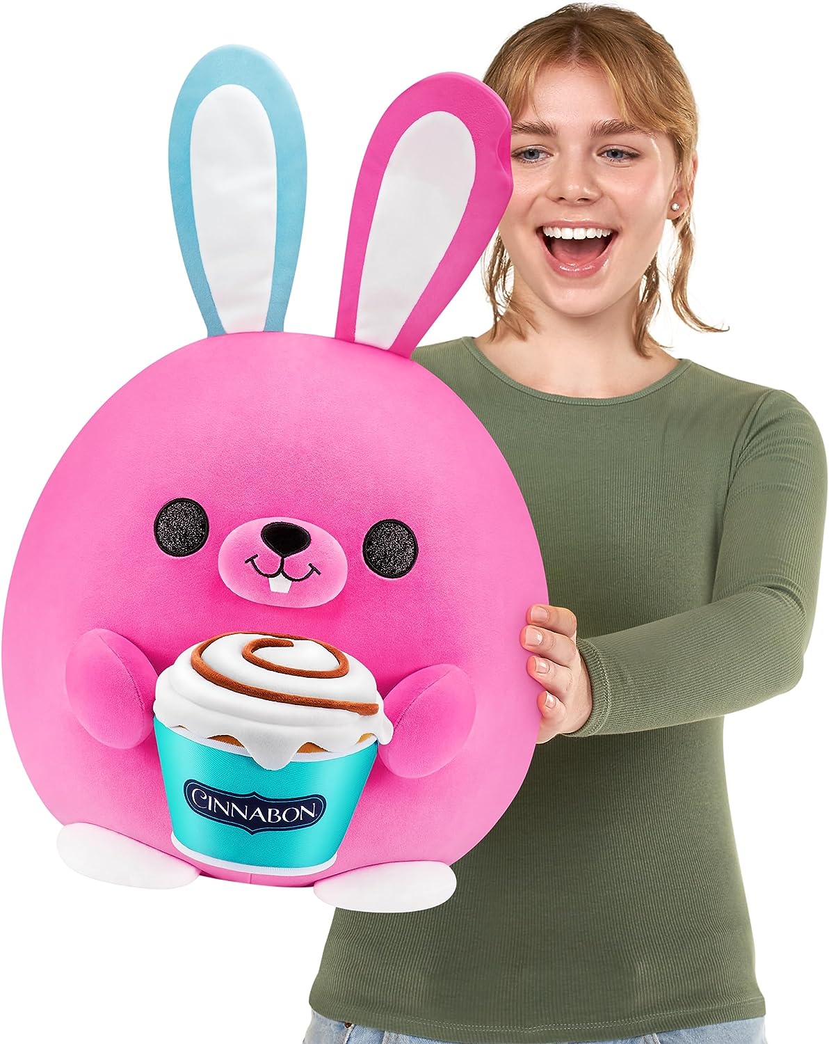 Snackles Bunny Holding Cinnabon Cinamon Roll 14" Plushie - Image 3