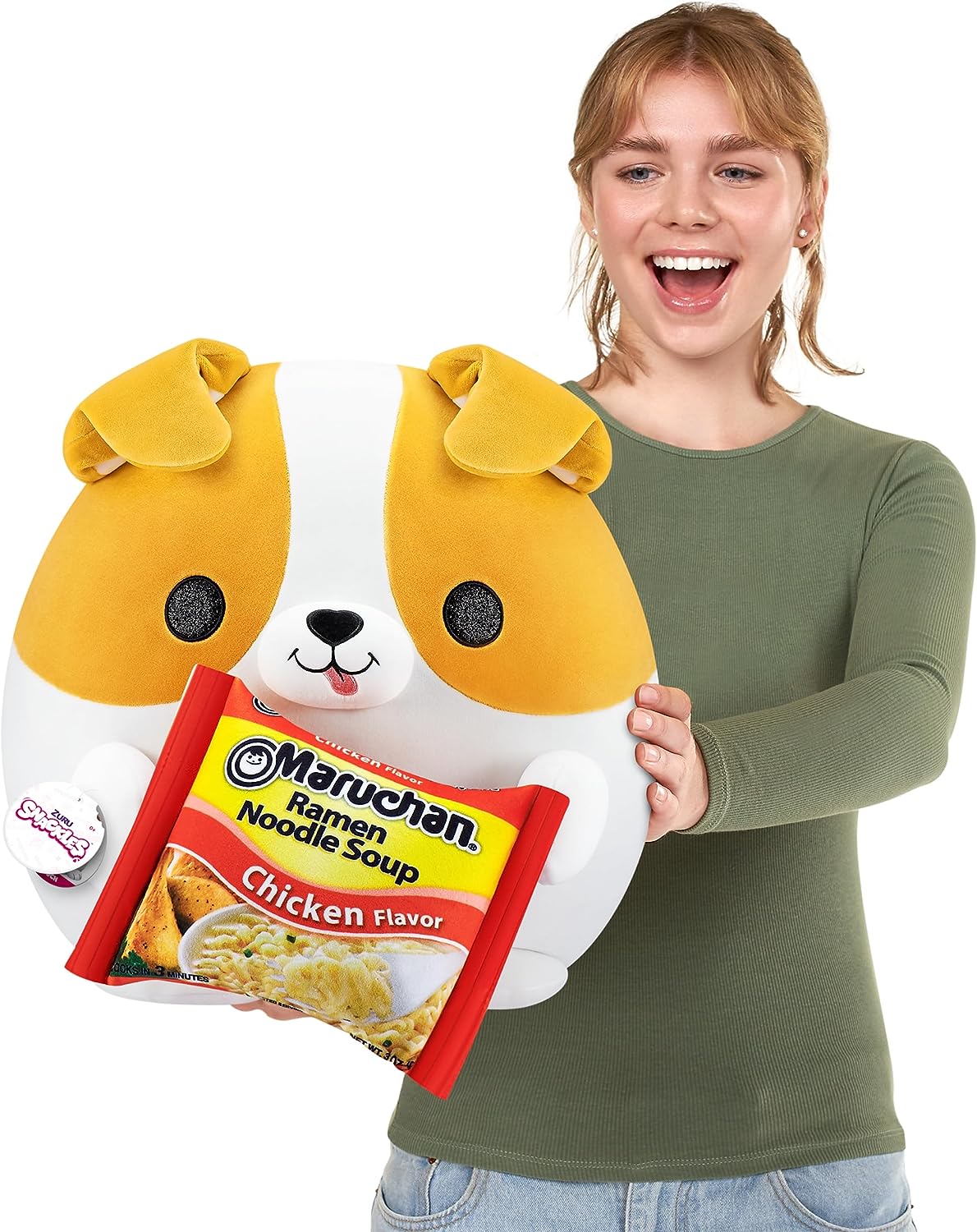 Snackles Corgi Holding Maruchan Ramen 14" Plushie - Image 3