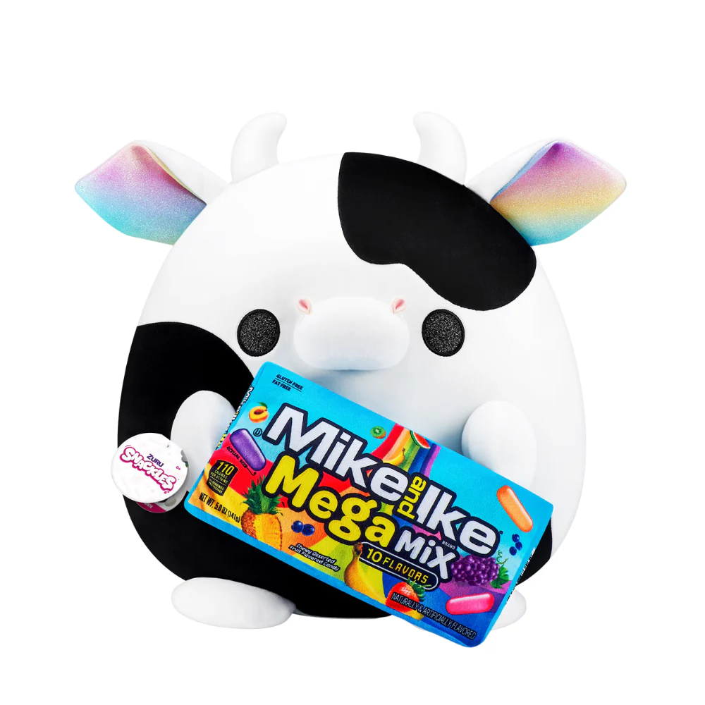 Snackles Cow Holding Mike&Ike Berry Blast Candy 14" Plushie