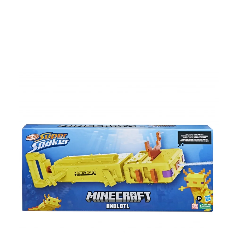 Minecraft Axolotl Nerf Super Soaker Water Blaster by Hasbro
