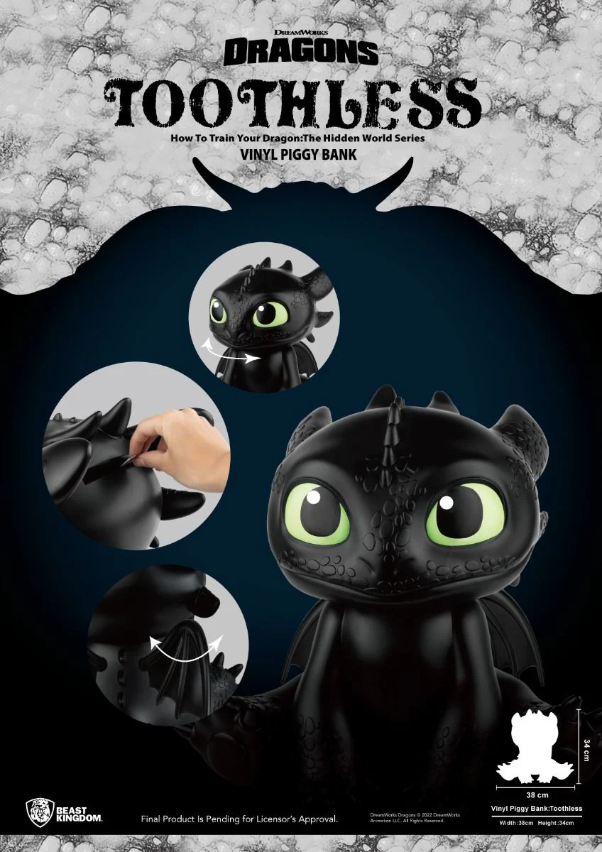 How to Train Your Dragon Toothless Vinyl Piggy Bank by Beast Kingdom (VBP-010) - Image 3