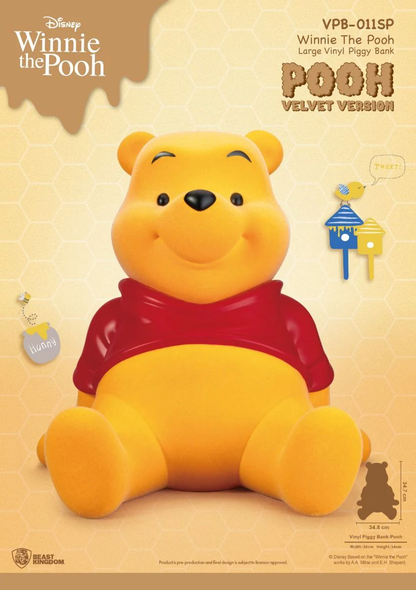 Winnie The Pooh Large Vinyl Piggy Bank: Pooh-Velvet version By Beast Kingdom (VPB-011SP) - Image 3