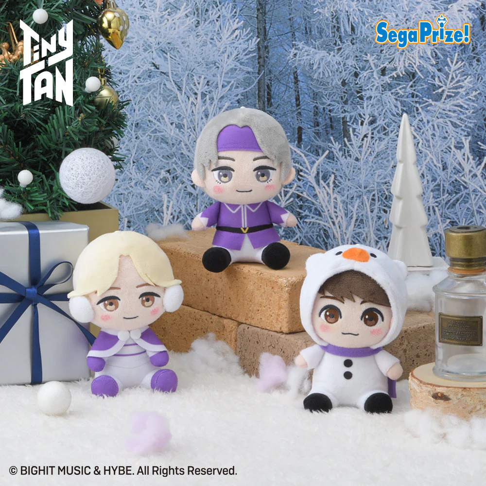 BTS Tinytan Purple Holidays Mascot Plush Jimin & V & Jung Kook by Sega (1 Random) - Image 2