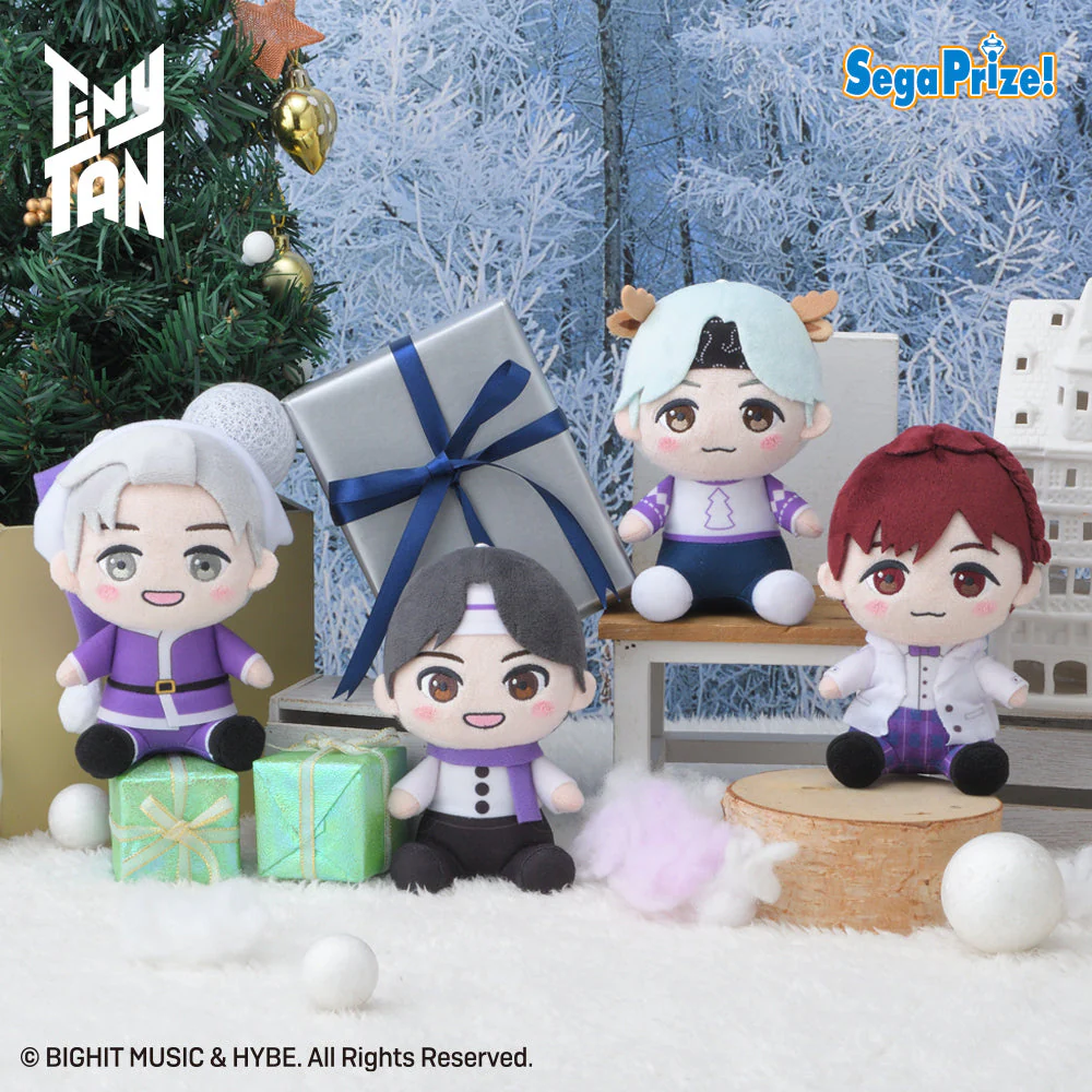 BTS Tinytan Purple Holidays Mascot Plush Rm, Jin , Suga & J-Hope by Sega (1 Random) - Image 2
