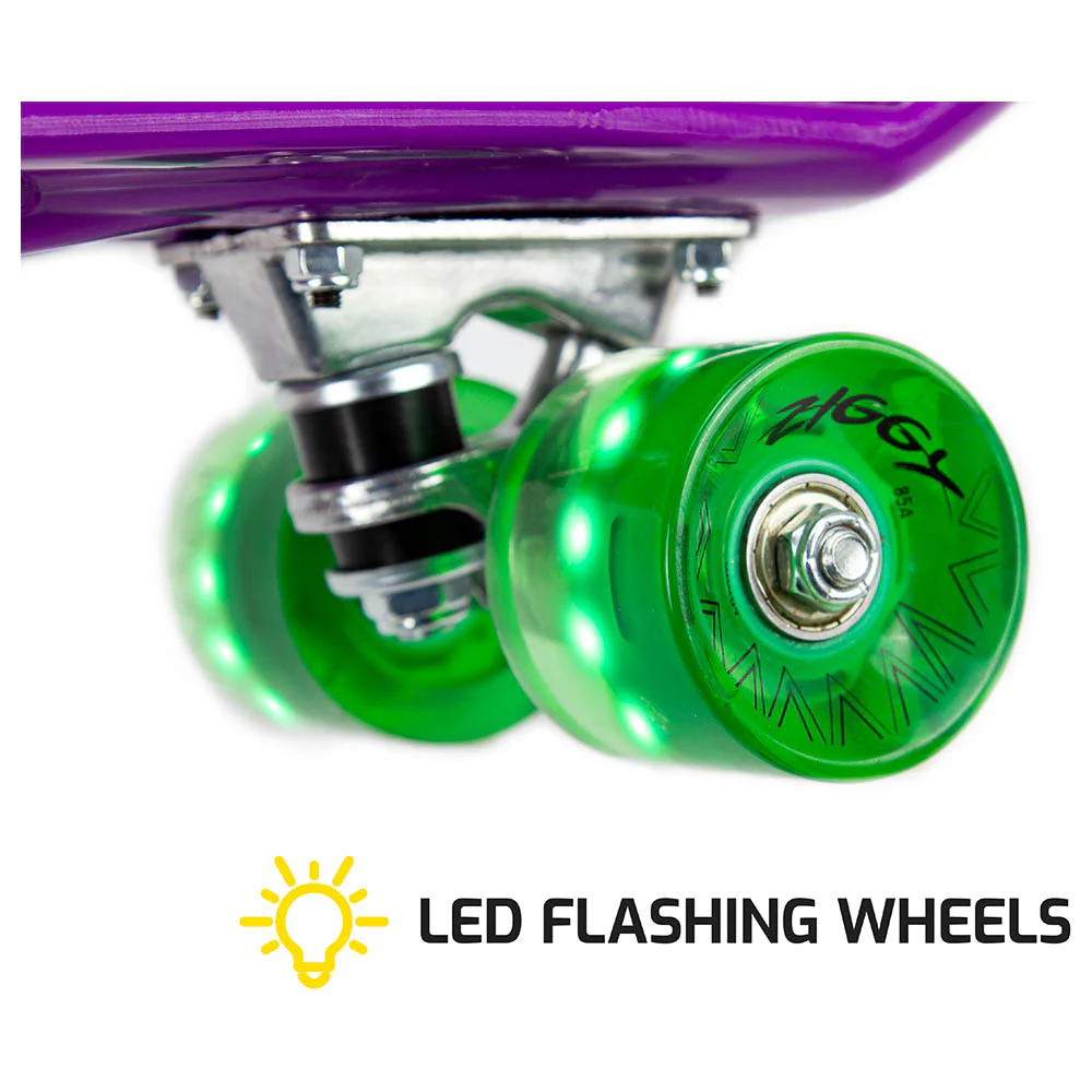 Ziggy - Skateboard Mini Cruiser W/ LED Wheels 22" - Purple - Image 3