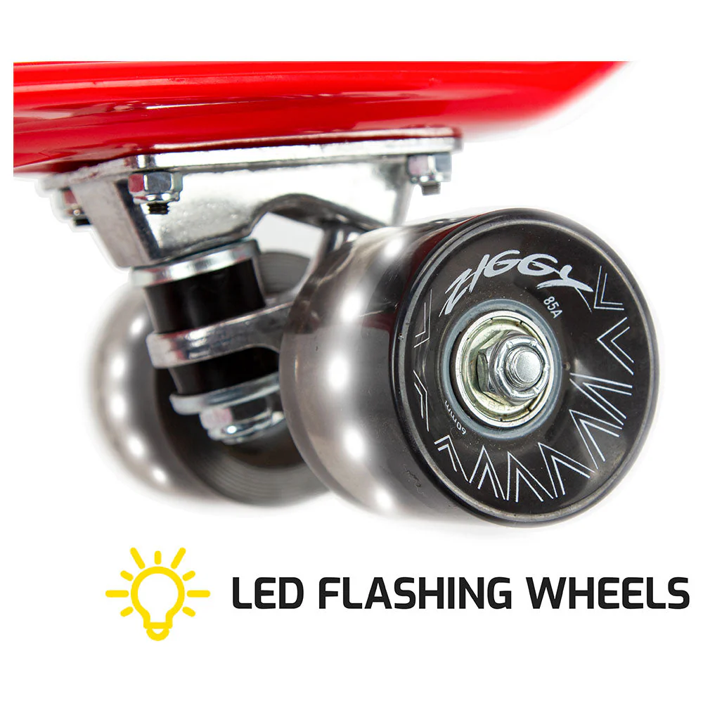Ziggy - Skateboard Mini Cruiser W/ LED Wheels 22" - Red - Image 2